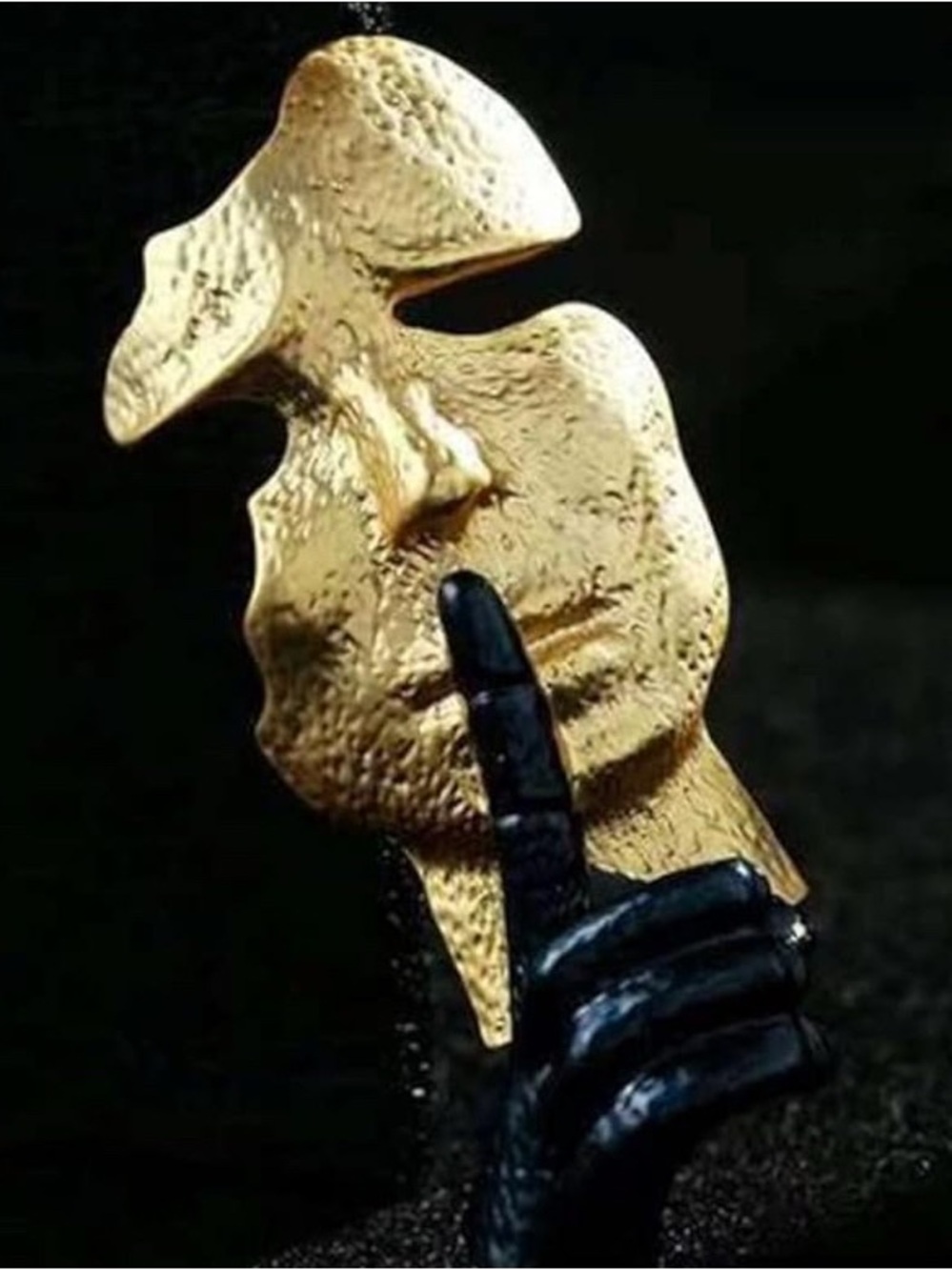 Gold Face Musk Abstract Pin Brooch NEW